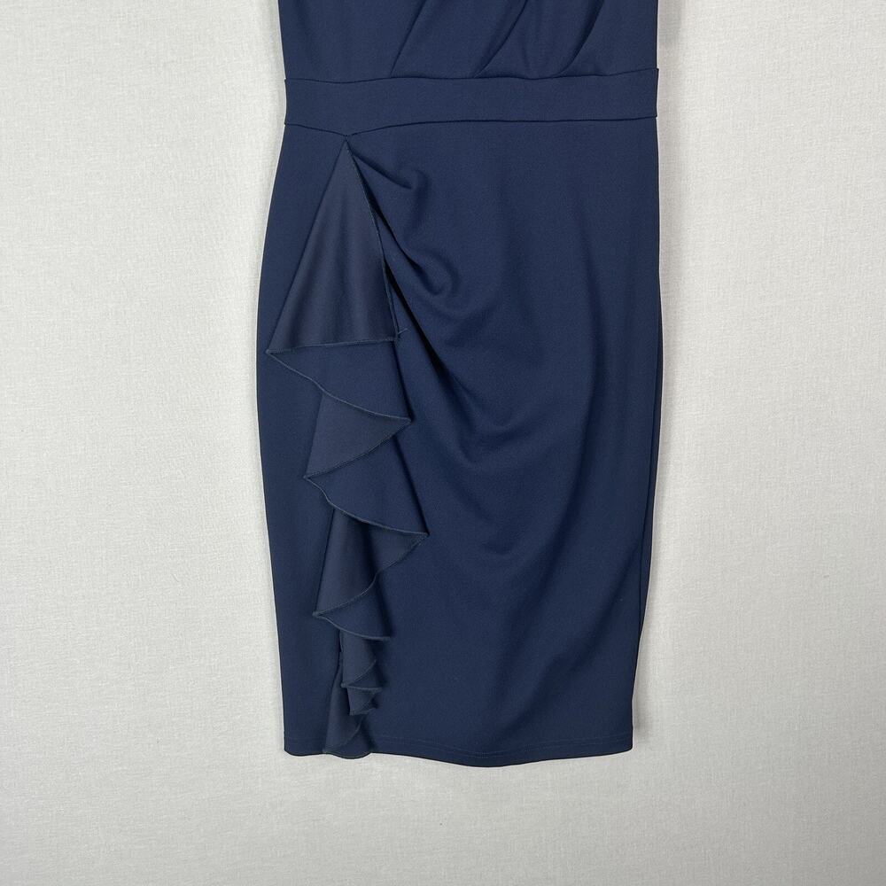 Alisize Dress Womens‎ Medium Navy Ruffle Ruched Sheath Cocktail Vintage Inspired - Picture 4 of 13